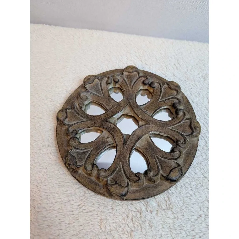 Ornate Decorative Round Mirrors Set of 3 Brown Rustic Vintage Accent